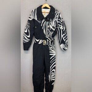 Vintage Skea Paris/Vail Ski Suit Snowsuit Art To Wear Black White Women’s Sz 8